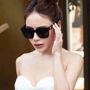 Gucci GG0034SAN 001 Sunglasses Black Square Frame, Grey Lenses